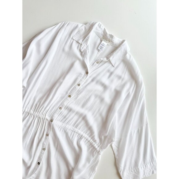 L*SPACE Pacifica White Rayon Button Up Shirt Dress Tunic Cover-Up, Size XS/S - Picture 6 of 14